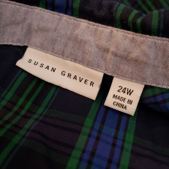 Susan Graver Plaid Button Front Sz 24W - Picture 4 of 5